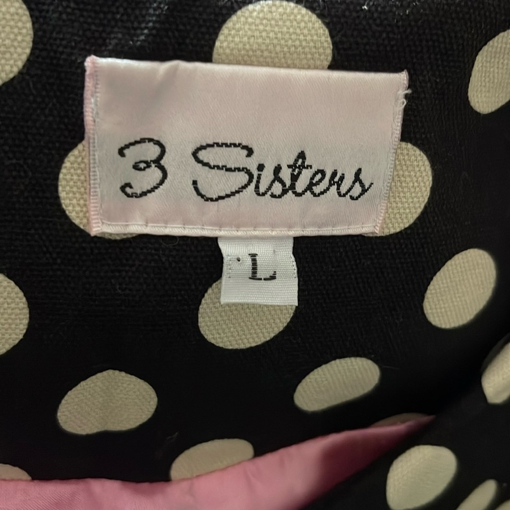 3 Sisters polka dot short lined mob wife trench coat L - Picture 9 of 10